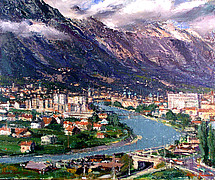 Innsbruck (V), 1964, Öl auf Leinwand, 60 x 73,5 cm