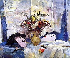 Blumen und Masken (I), 1937, Öl auf Leinwand, 80x100 cm, WV 330