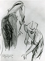  Zwei Arbeiter, 1920, Kohlezeichnung