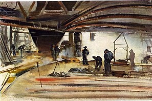 Aus einem Hüttenwerk (Mährisch-Ostrau, Wittkowitz), 1934, Aquarell