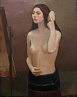  Mädchen vor dem Spiegel (Halbakt), 1931, Öl auf Leinwand, 92x73 cm, WV 174, Leopold Museum, Wien