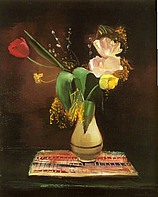 Blumen auf braunem Hintergrund, um 1930, Öl auf Leinwand, 73x60 cm, WV 131