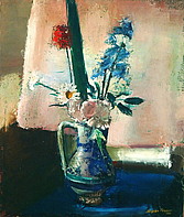 Blumen vor weißem Tuch, 1931, Öl auf Leinwand, 55,5 x 46 cm, WV 152, court. Giese & Schweiger, Kunsthandel, Wien