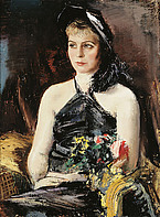 Meine Frau im schwarzen Kostüm (Anny), um 1936, Öl auf Leinwand, 86x64 cm, WV 319, court. Kunsthandel Schütz, Wien