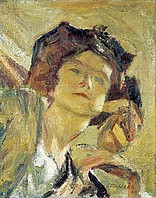 Frauenkopf (Edith Kuster), 1923, Öl auf Leinwand, 50x40 cm, WV 4