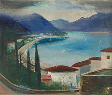 Am Gardasee, um 1929, Öl auf Leinwand, 60x73 cm, court. Schütz, Kunst und Antiquitäten, Wien