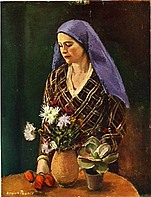 Frau mit Kopftuch (Josefine Schmid), 1930, Öl auf Leinwand, 90 x 70 cm, WV 125, court. Michael Kovacek, Kunsthandel, Wien