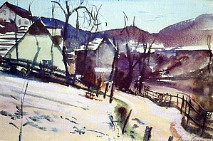 Landschaft um Waidhofen im Winter, 1936, Aquarell