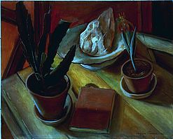 Stilleben mit Buch und Kaktus, 1926, Öl auf Karton, 40,3 x 50,2 cm, WV 20
