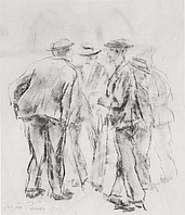 Bauern im Gespräch, 1914, Kohlezeichnung