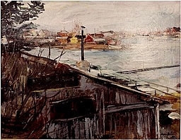 Alte Donau (Blick von der Kagraner Brücke auf die Alte Donau), 1938, Öl auf Leinwand, 73,5 x 91,5 cm, WV 350