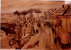 Ybbsitzerstraße in Waidhofen (I) 1943, Aquarell