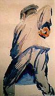 Rückansicht eines Arbeiters, ca. 1920,  Aquarell