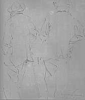 Zwei Bauern, Waidhofen 1914, Bleistiftzeichnung