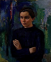 Judith Holzmeister (I), Schauspielerin, (II 1943), 1935, Öl auf Leinwand, 72x56 cm, WV 279