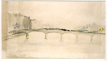 Paris, Seine-Brücke, 1928, Aquarell