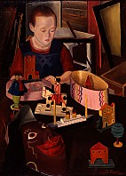 Kind mit Spielzeug, 1926, Öl auf Hartplatte, 60,5x44,5 cm, WV 24