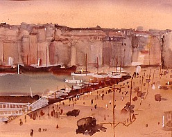 Bootshafen in Marseille, 1931, Aquarell