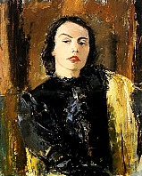 Dame in Schwarz (Elisabeth Martin), 1937, Öl auf Leinwand, 73x60,5 cm, WV 337, Artothek des Bundes, Wien 