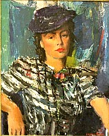 Dame mit gestreifter Bluse (Elisabeth Martin), 1938 oder früher, Öl auf Leinwand, 73x61 cm, WV 348, court. Schütz, Kunst und Antiquitäten, Wien