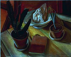 Stilleben mit Buch und Kaktus, 1926, Öl auf Karton, 40,3 x 50,2 cm, WV 20